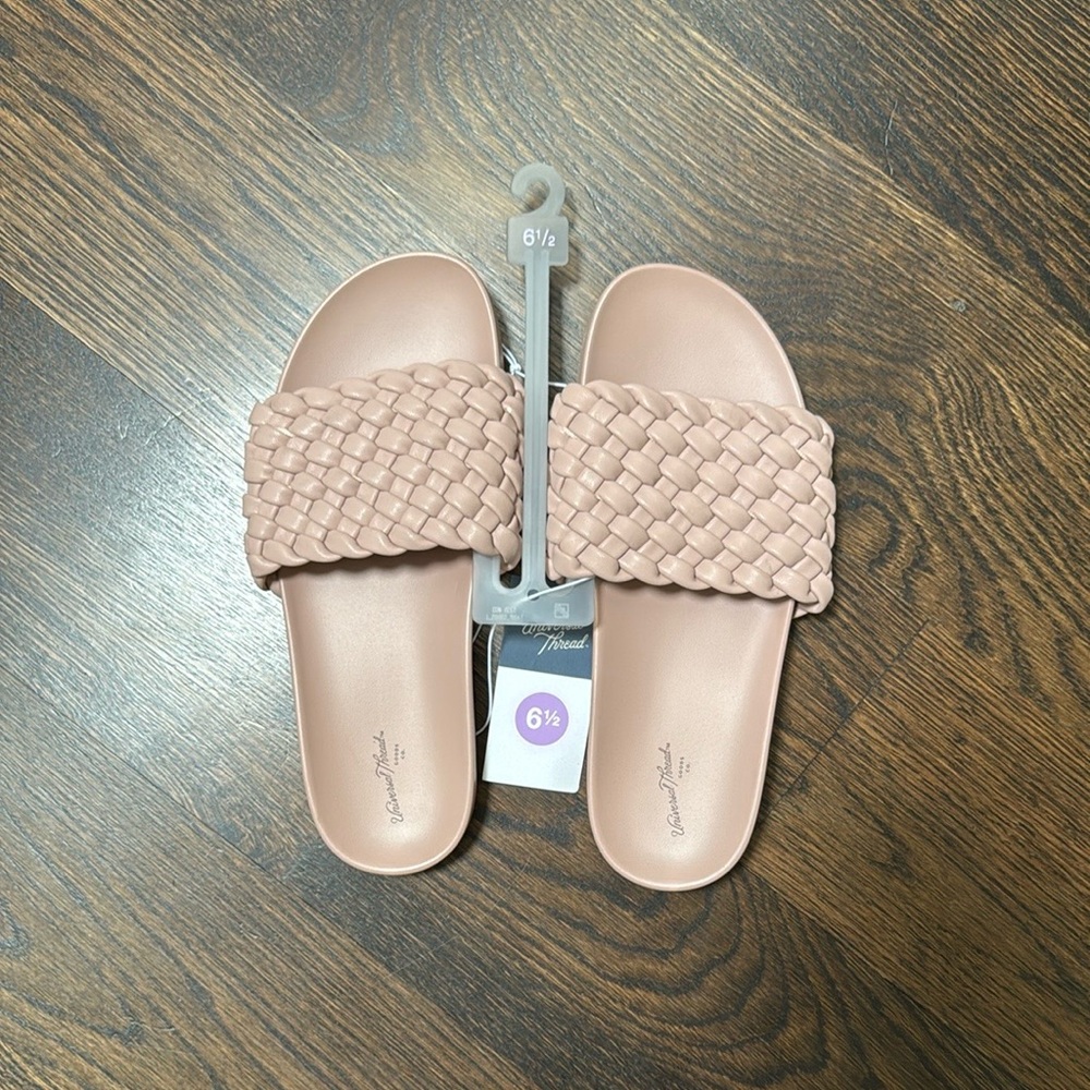 Women's Pink Blush Woven Slide Sandals